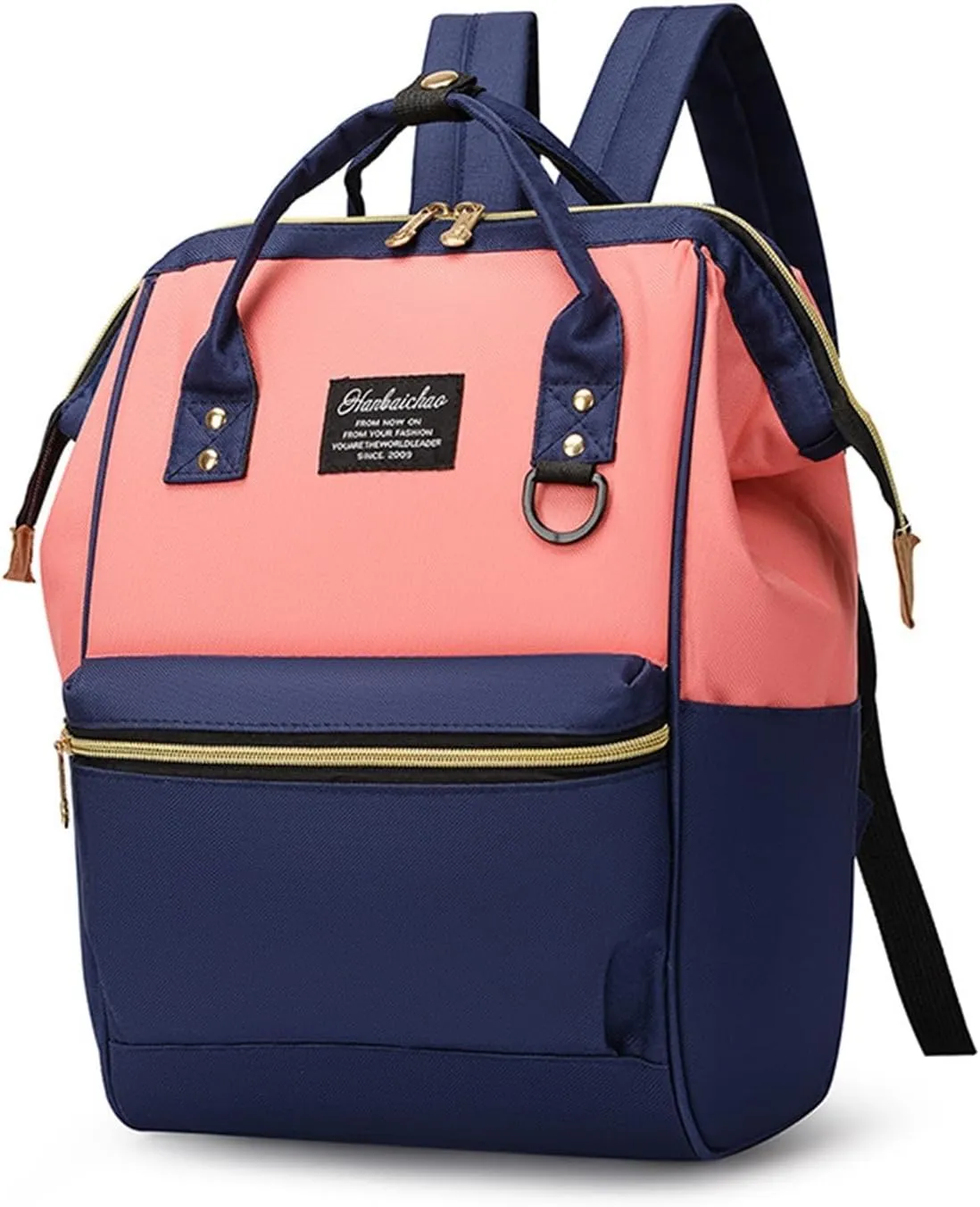 Large Capacity Outdoor Backpack With Contrasting Colors For Mother, Baby, And Mommy Bags(Blue with pink)