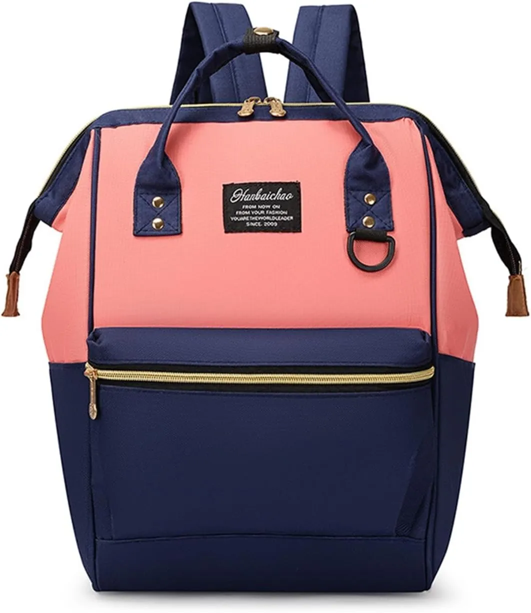 Large Capacity Outdoor Backpack With Contrasting Colors For Mother, Baby, And Mommy Bags(Blue with pink)