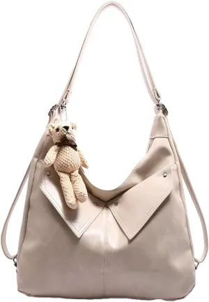 Large Capacity Soft PU Leather Tote Bag Fashion Retro Cross Body Bag Simple Practical Backpack for Women 2025