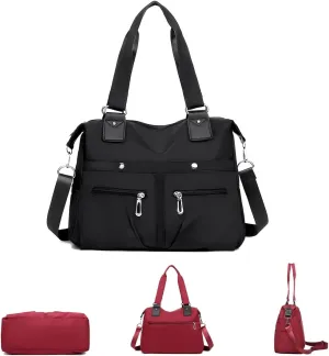 Large Capacity Waterproof Multi Pocket Nylon Shoulder Bag, Crossbody Travel Messenger Bag, Nylon Tote Bag