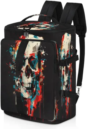 Large Carry on Backpack for Women Men Multi-function Gym Duffle Bag Watercolor Skull Backpack Polyester Waterproof Duffel Bags