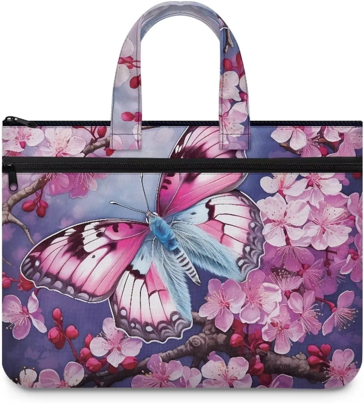 Large Document Pouch with Zipper Lightweight Tote Art Bag Reusable Filing Folder for School Office