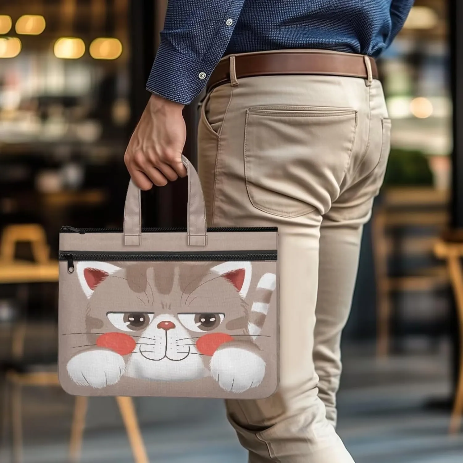 Large Document Pouch with Zipper Lightweight Tote Art Bag Reusable Filing Folder for School Office