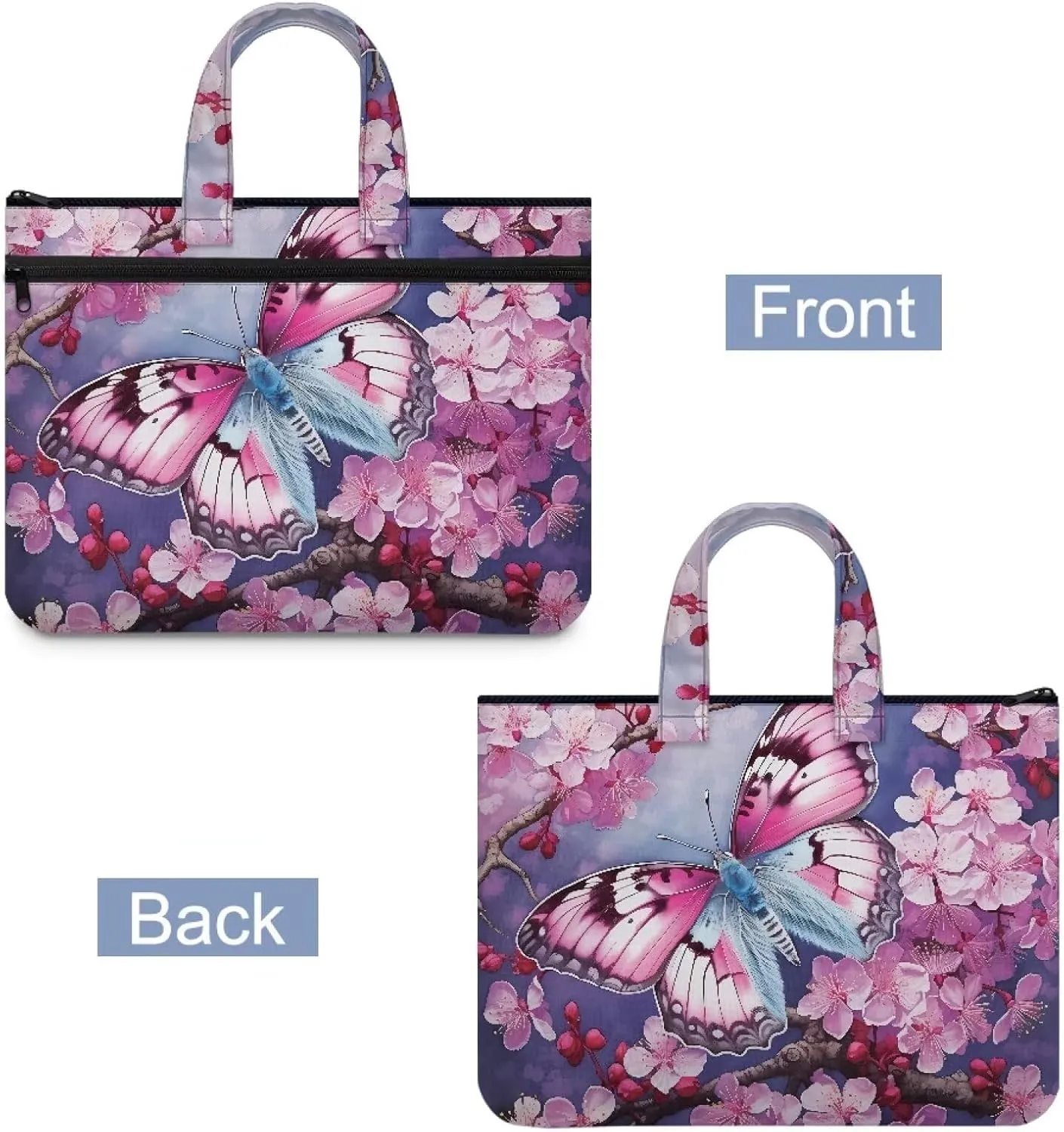 Large Document Pouch with Zipper Lightweight Tote Art Bag Reusable Filing Folder for School Office