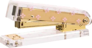 Laura Ashley English Garden Mini Stapler – Stylish Gold & Acrylic Desk Stapler with Floral Accents – Compact 5” Aesthetic Office Stapler for Home, School & Work – Gift-Ready Packaging