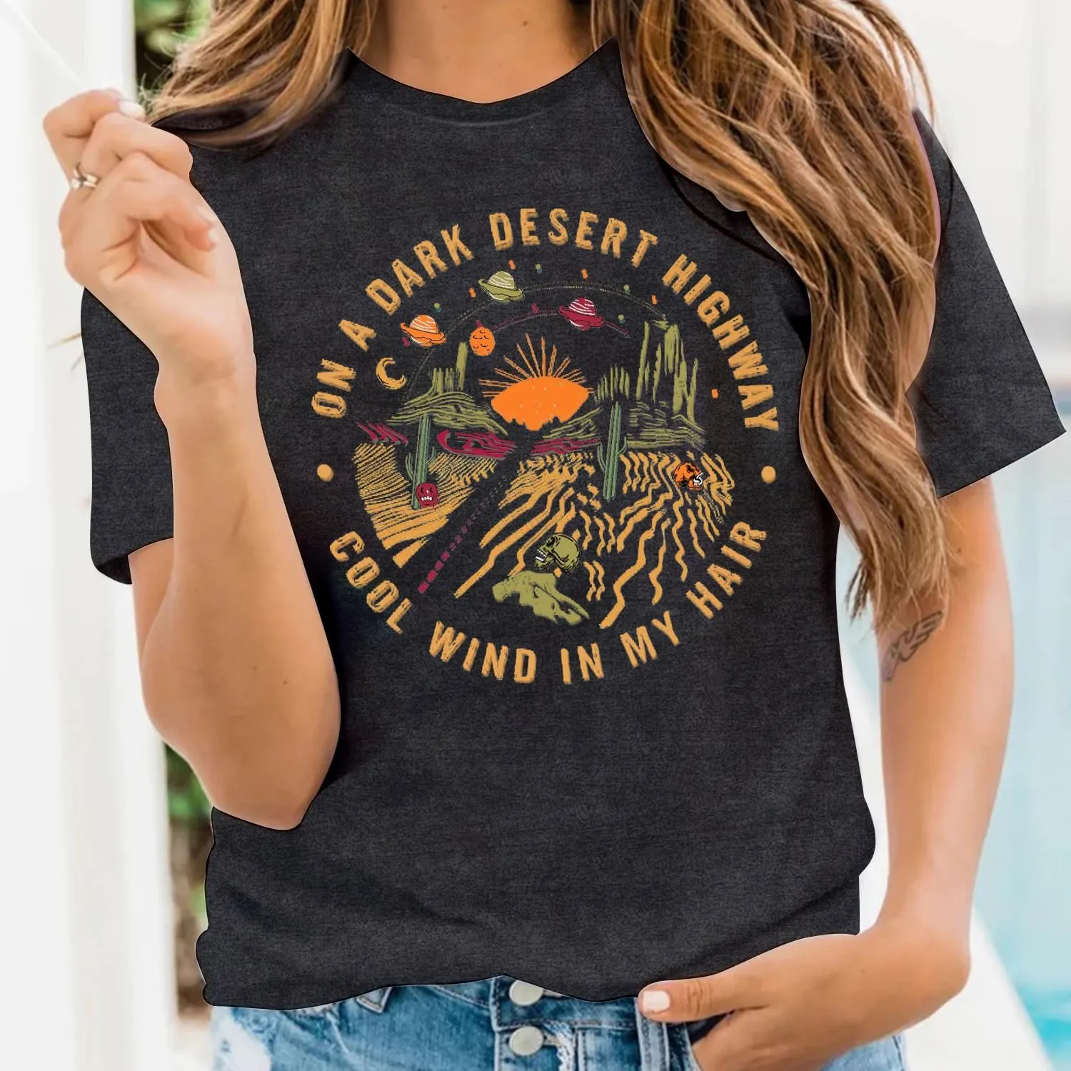 LBP Women's Adventure Shirt - Desert Graphic T-Shirt - Red - S/M/L/XL/2XL