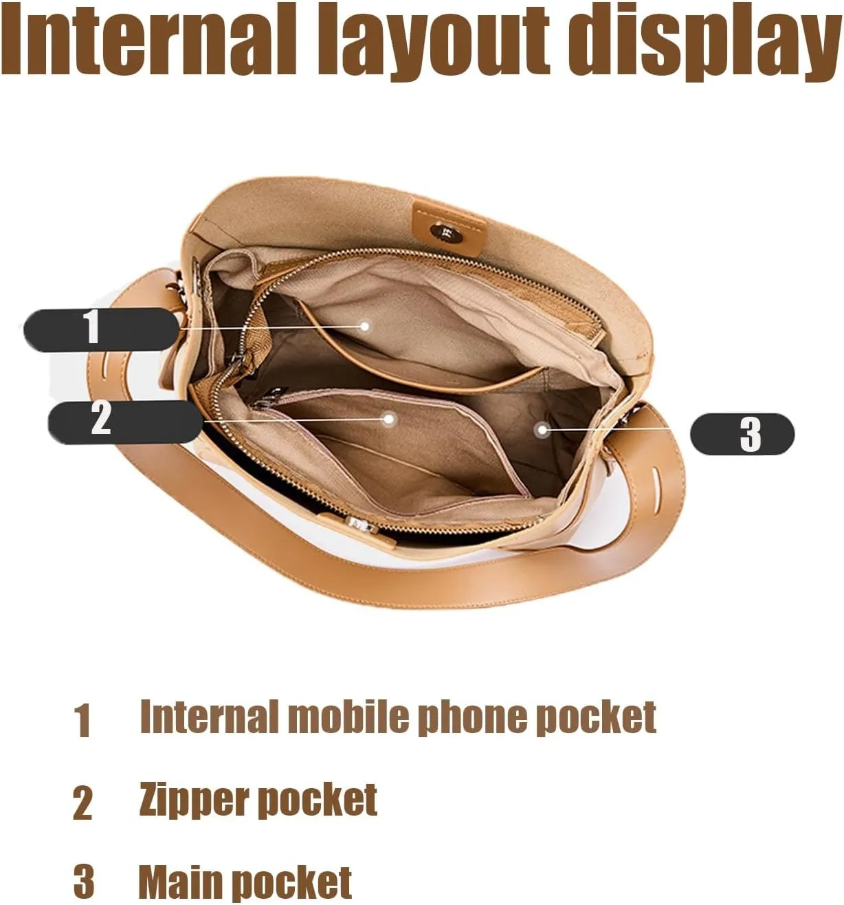 Leather Crossbody Bucket Hobo Bags,Fashion Shoulder Bag,Top Handle Handbag, with Multi functional Storage