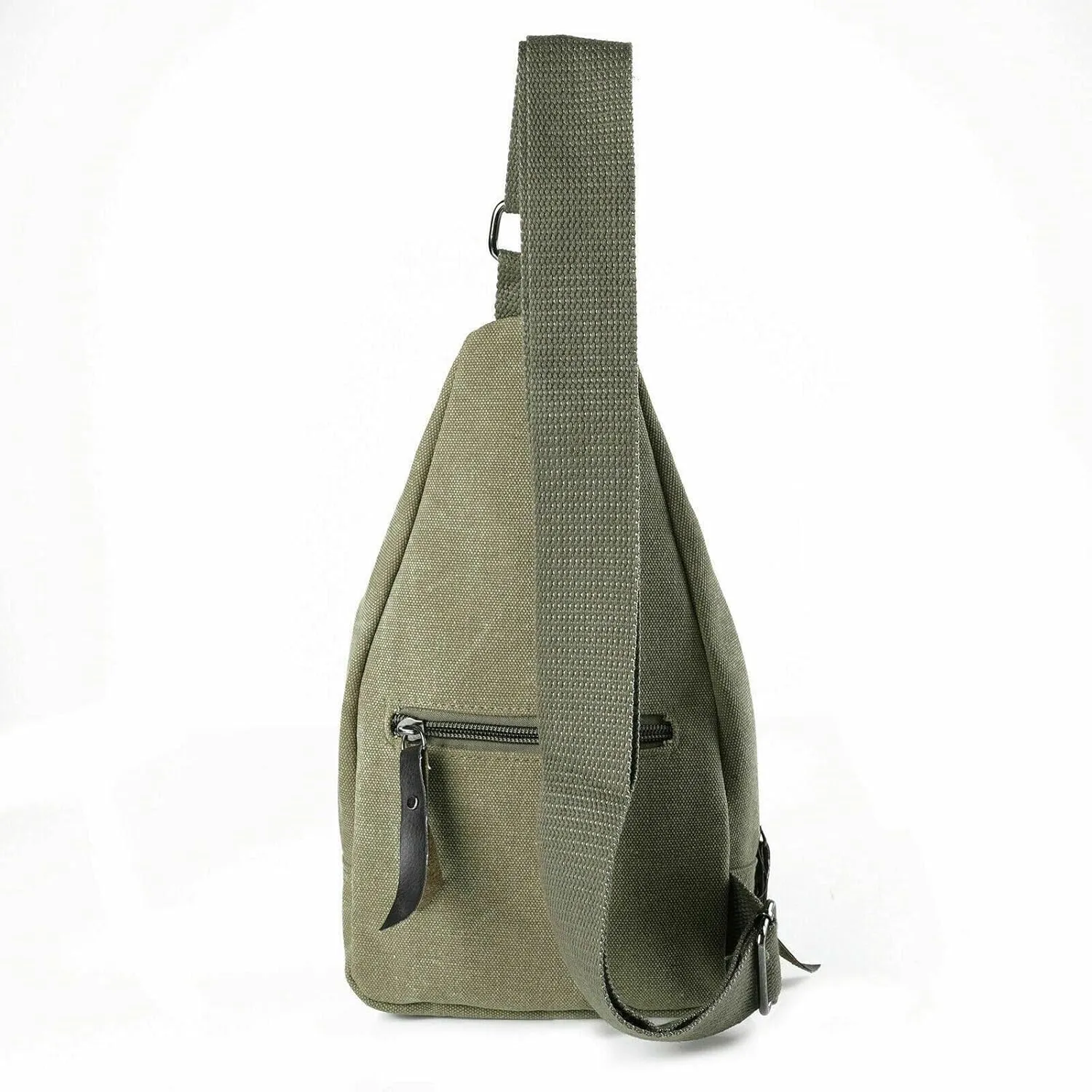 Leather Sling Bag with USB Charging Port, Large Men's Crossbody Shoulder Bag Travel Sling Chest Bag, Green Style D