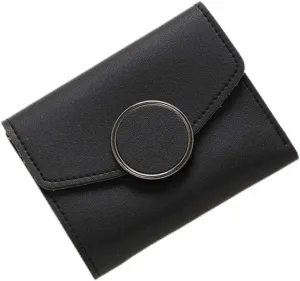 Leather Wallet Leather Women's Wallet Small Bi-fold Short Purse Clutch for Ladies and Girls Large Capacity Coin Pocket Birthday Gift Large Capacity (Black,9cm)