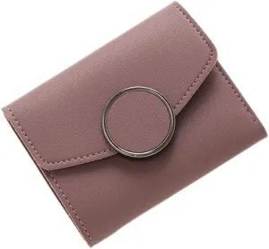Leather Wallet Leather Women's Wallet Small Bi-fold Short Purse Clutch for Ladies and Girls Large Capacity Coin Pocket Birthday Gift Large Capacity (Purple,9cm)