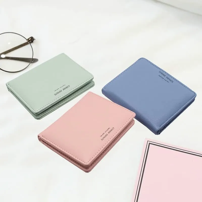 Leather Wallet Pu Leather Women's Wallet Fashion Short Purse Clutch for Girls Students Large Capacity Portable Coin Pocket Large Capacity (Gr,9x11cm)