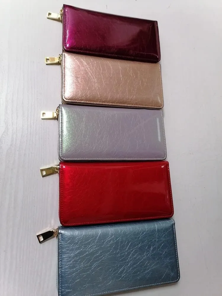 Leather Wallet Pu Leather Women's Wallet Large Capacity Long Zipper Purse Clutch for Women's Fashion Vintage Leather Coin Pocket Large Capacity (Re,10x19.5cm)