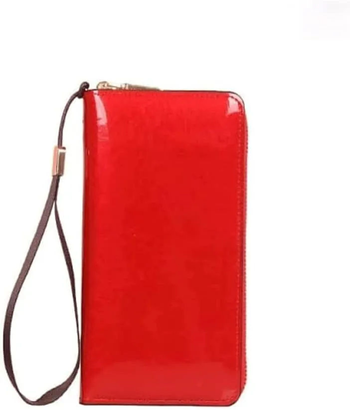 Leather Wallet Pu Leather Women's Wallet Large Capacity Long Zipper Purse Clutch for Women's Fashion Vintage Leather Coin Pocket Large Capacity (Re,10x19.5cm)