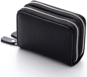 Leather Wallet Pu Leather Women's Wallet Retro Fashion Short Purse Clutch for Girls Ladies Business Card Holder Coin Pocket Large Capacity (Black,8.5x10.5cm)