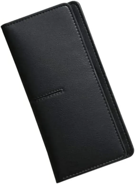 Leather Wallet Women's Pu Leather Wallet Simple Fashion Casual Long Zipper Purse Clutch for Girls Large Capacity Bi-fold Clutch Coin Pocket Large Capacity (Bk,9.5x19cm)