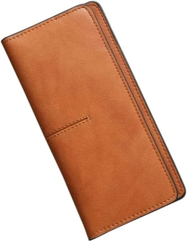 Leather Wallet Women's Pu Leather Wallet Simple Fashion Casual Long Zipper Purse Clutch for Girls Large Capacity Bi-fold Clutch Coin Pocket Large Capacity (Bn,9.5x19cm)