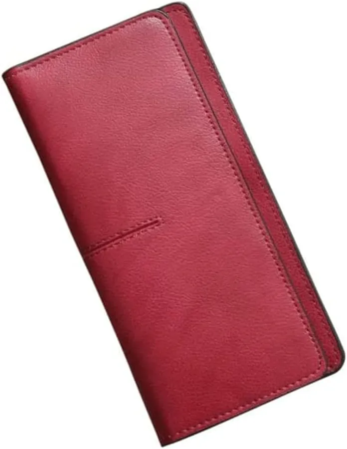 Leather Wallet Women's Pu Leather Wallet Simple Fashion Casual Long Zipper Purse Clutch for Girls Large Capacity Bi-fold Clutch Coin Pocket Large Capacity (Re,9.5x19cm)
