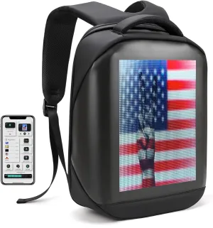 Led Backpack with Programmable Screen,HD Color Screen App Control 15.6 inches Laptop Backpack, Waterproof led bag, Travel, Motorcycle Backpack