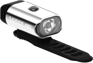 LEZYNE Mini Drive 400XL Bicycle Front Rechargeable IPX7 White LED Road Mountain Gravel Bike Light w/Multiple Solid & Flash Modes | Integrated Versatile Mounting Strap, 400 Lumens, Silver Gloss