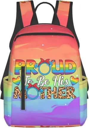 LGBT Rainbow Gay Pride Proud To Be His Mother Travel Laptop Backpack Casual Backpacks Double Shoulder Daypack Notebook Rucksack Work Bags Sports Bag for Hiking Camping Beach