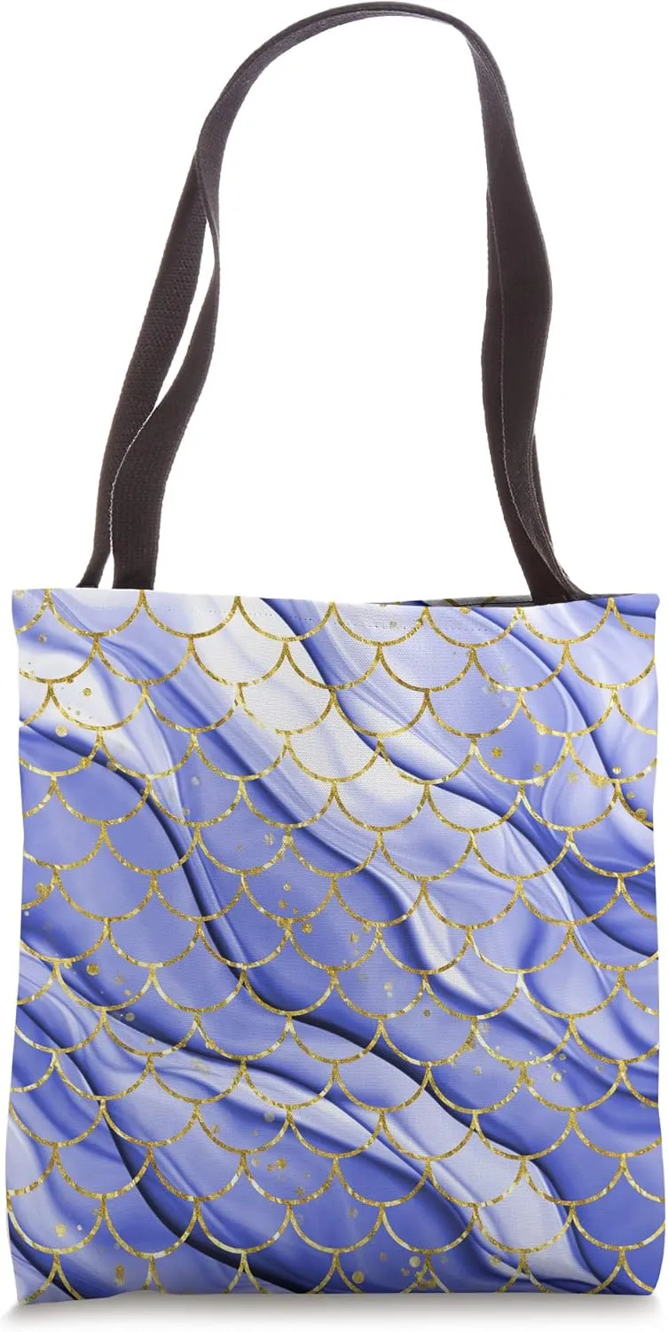 Light Oxford Blue Mermaid Scales Fish Scales Mermaid Tails Tote Bag