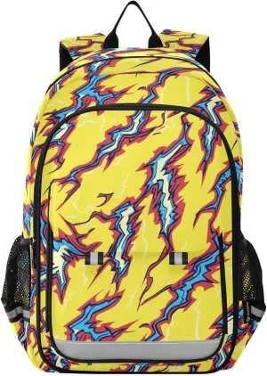 Lightning Bolts Sky Backpack for Boys Girls Elementary School Bag Kids Bookbag Travel Rucksack With Reflective Stripes
