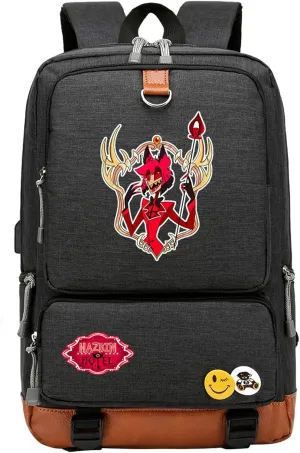 Lightweight Hazbin Hotel Laptop Backpack with USB Charging Port-Sturdy Daypack for Travel,Outdoor