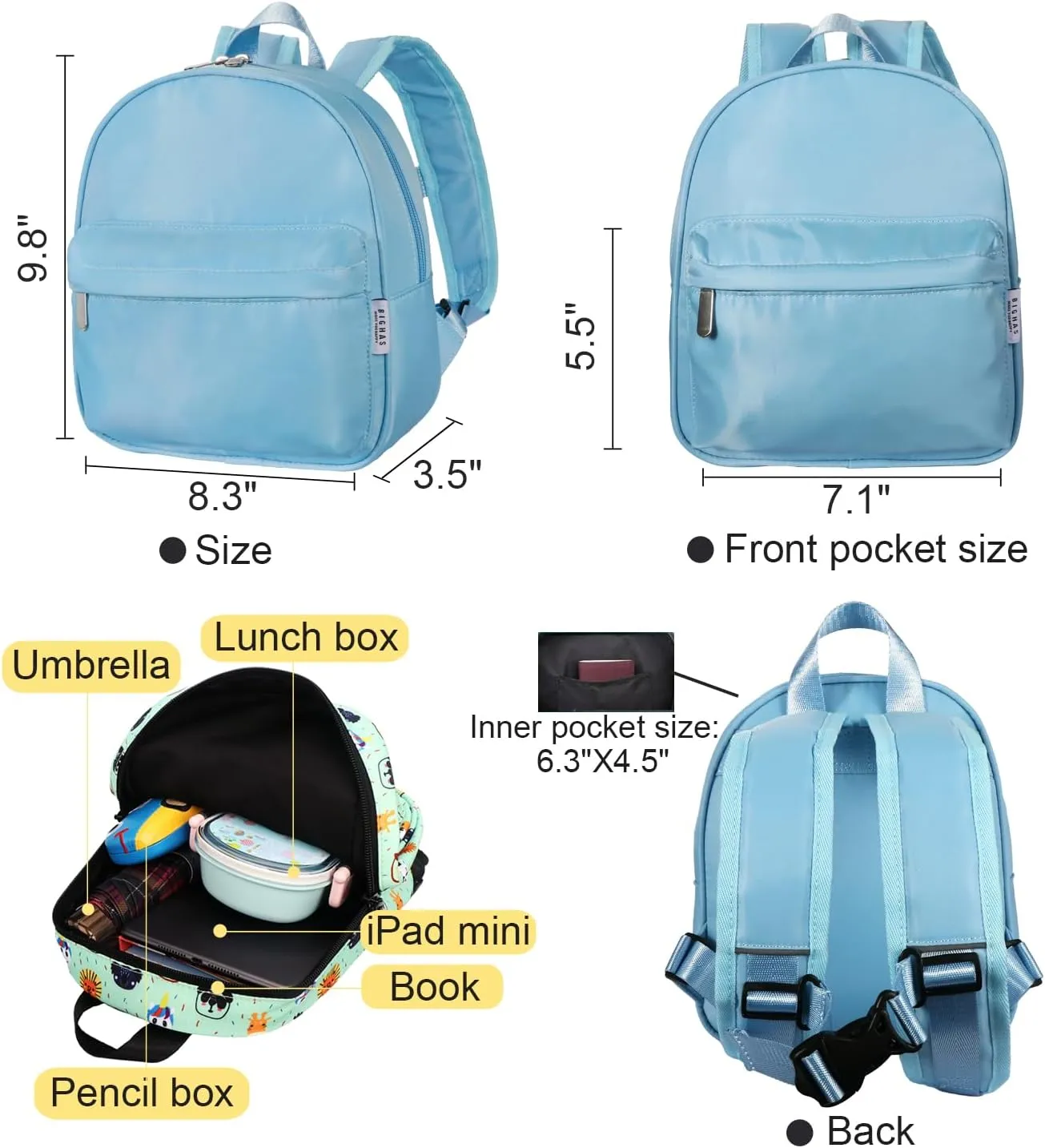 Lightweight Toddler Kids Backpack with Chest Strap For Boys and Girls, Preschool Kindergarten 3-6 Years Old 30 Colors (Blue)