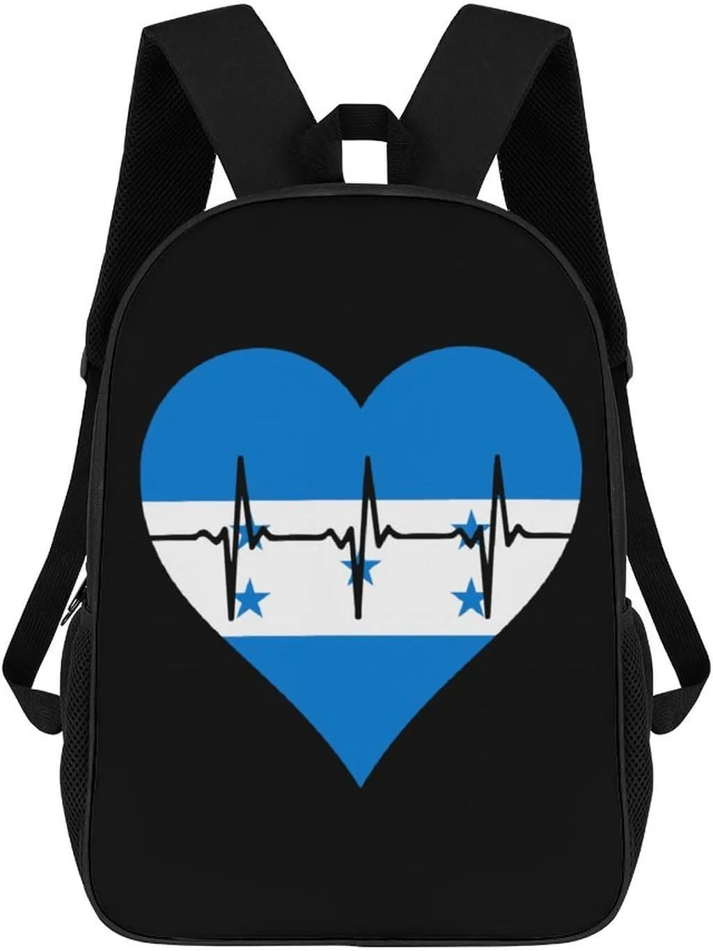 Love Honduras Heartbeat Unisex Backpack 17" Casual Daypacks Simple Shoulders Bag for Camping Hiking Travel Gear