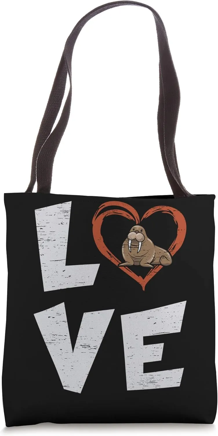 Love Walrus Tusk Whiskers Marine Mammals Tote Bag