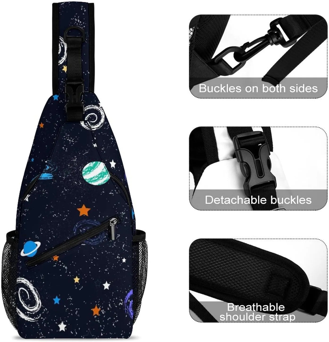 Lovely Galaxys Print Crossbody Sling Bag for Women Men Travel Chest Bag, Cycling Shoulder Backpack