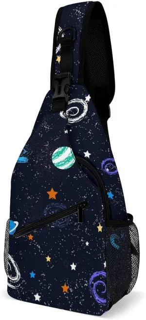 Lovely Galaxys Print Crossbody Sling Bag for Women Men Travel Chest Bag, Cycling Shoulder Backpack