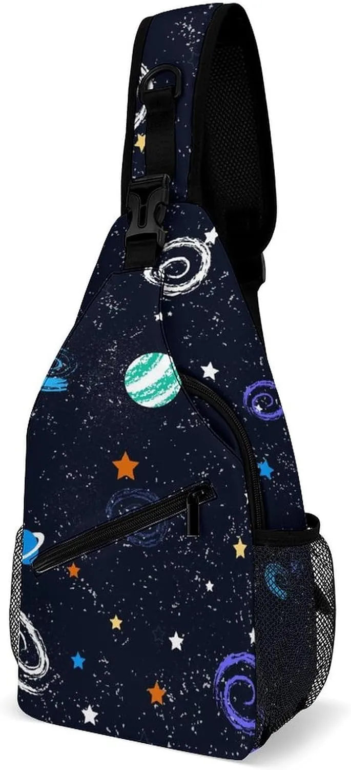 Lovely Galaxys Print Crossbody Sling Bag for Women Men Travel Chest Bag, Cycling Shoulder Backpack