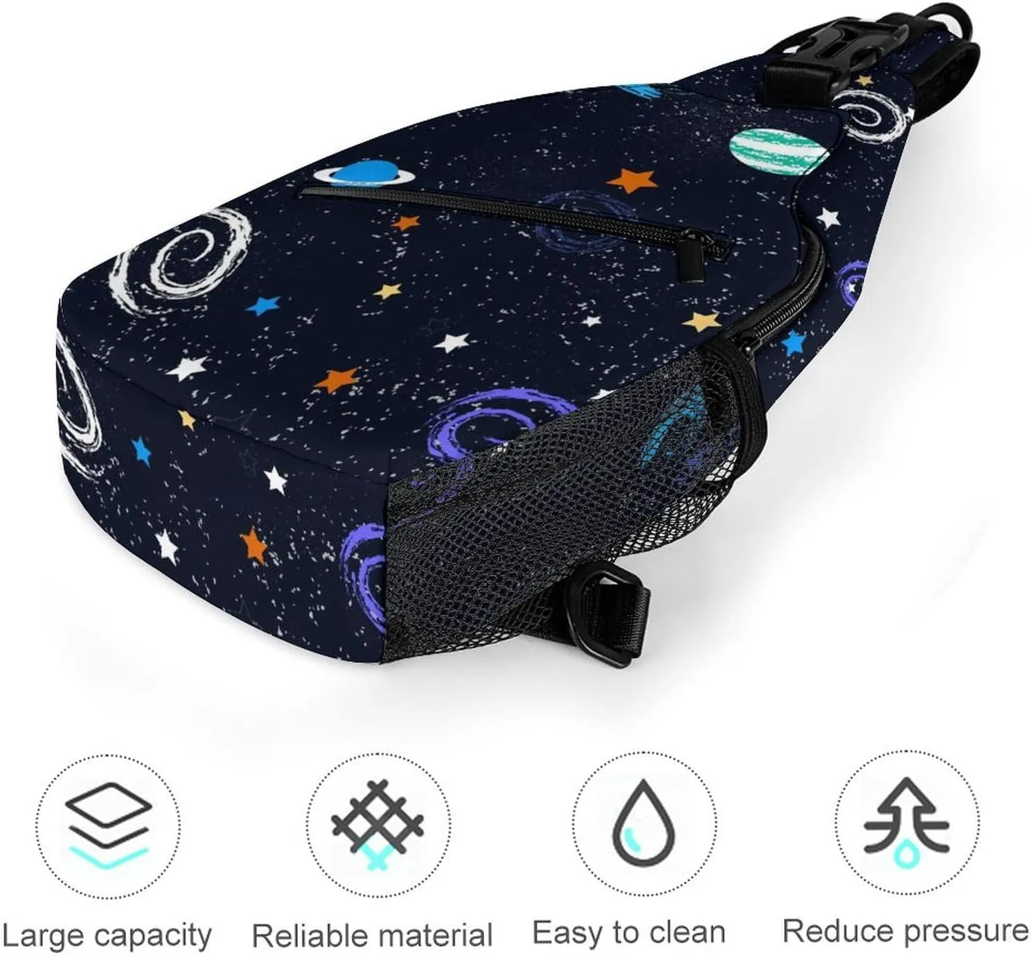 Lovely Galaxys Print Crossbody Sling Bag for Women Men Travel Chest Bag, Cycling Shoulder Backpack