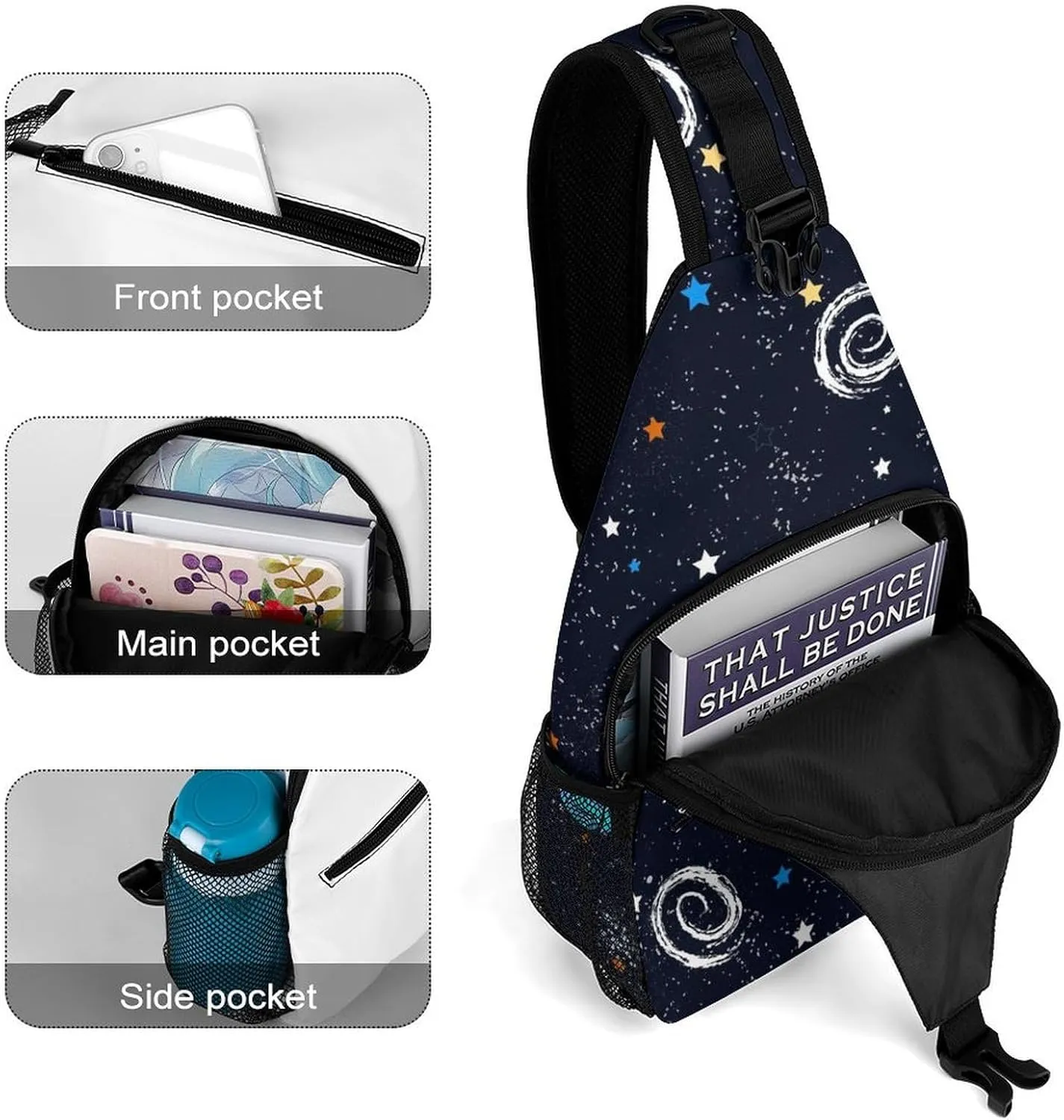 Lovely Galaxys Print Crossbody Sling Bag for Women Men Travel Chest Bag, Cycling Shoulder Backpack