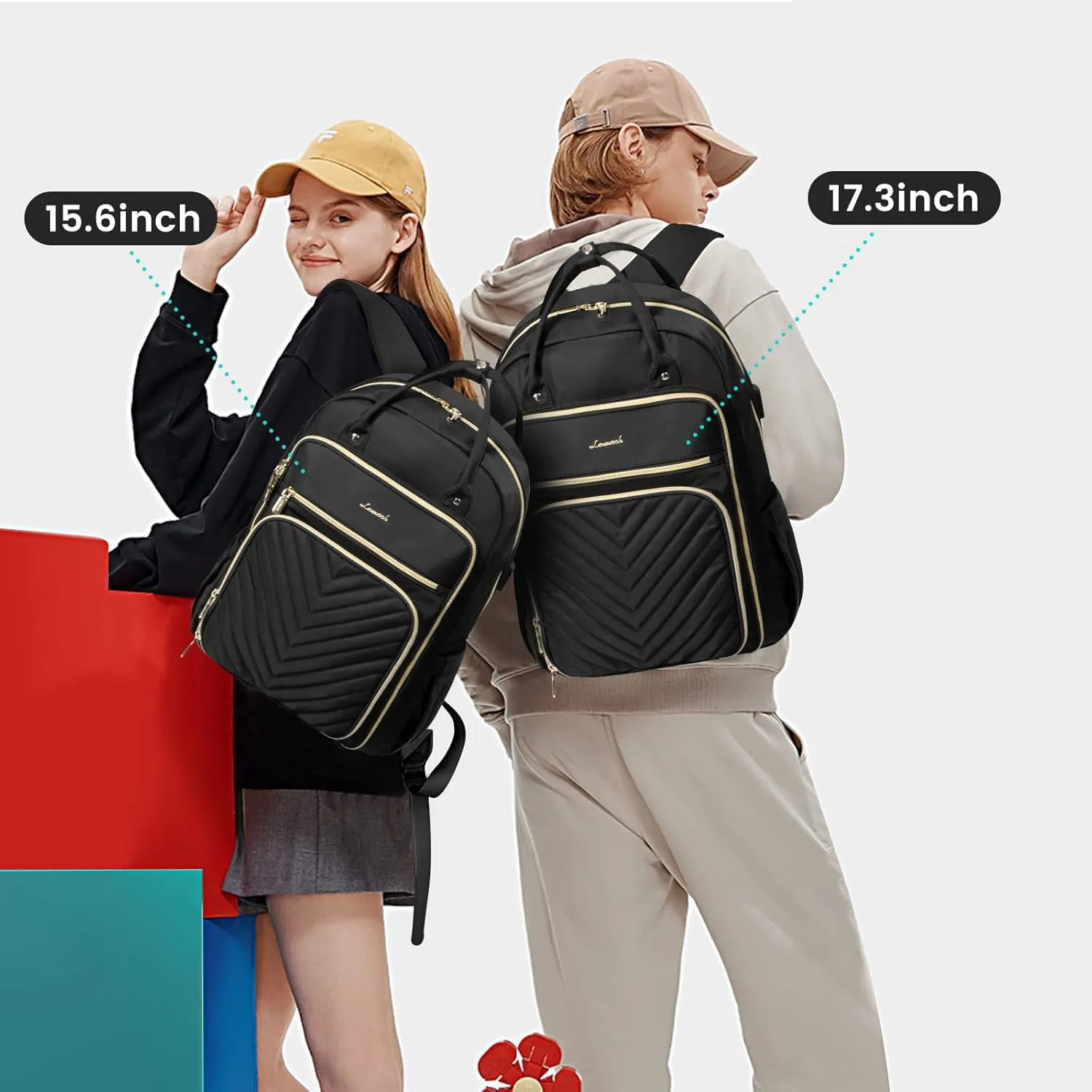 LOVEVOOK Laptop Backpack Women Teacher Backpack,17.3 Inch Laptop Bag with USB Port,Waterproof Daypack for Work Travel,Black