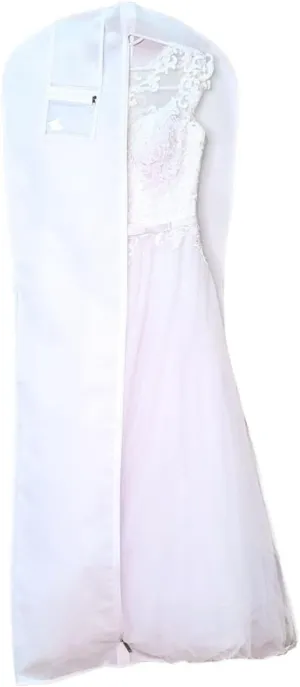 LPack 72 inch Garment Bag for Long Dress - Breathable Dress Garment Bag With Pockets and 5 inch Gusset, Travel Garment Bag (Ivory),White