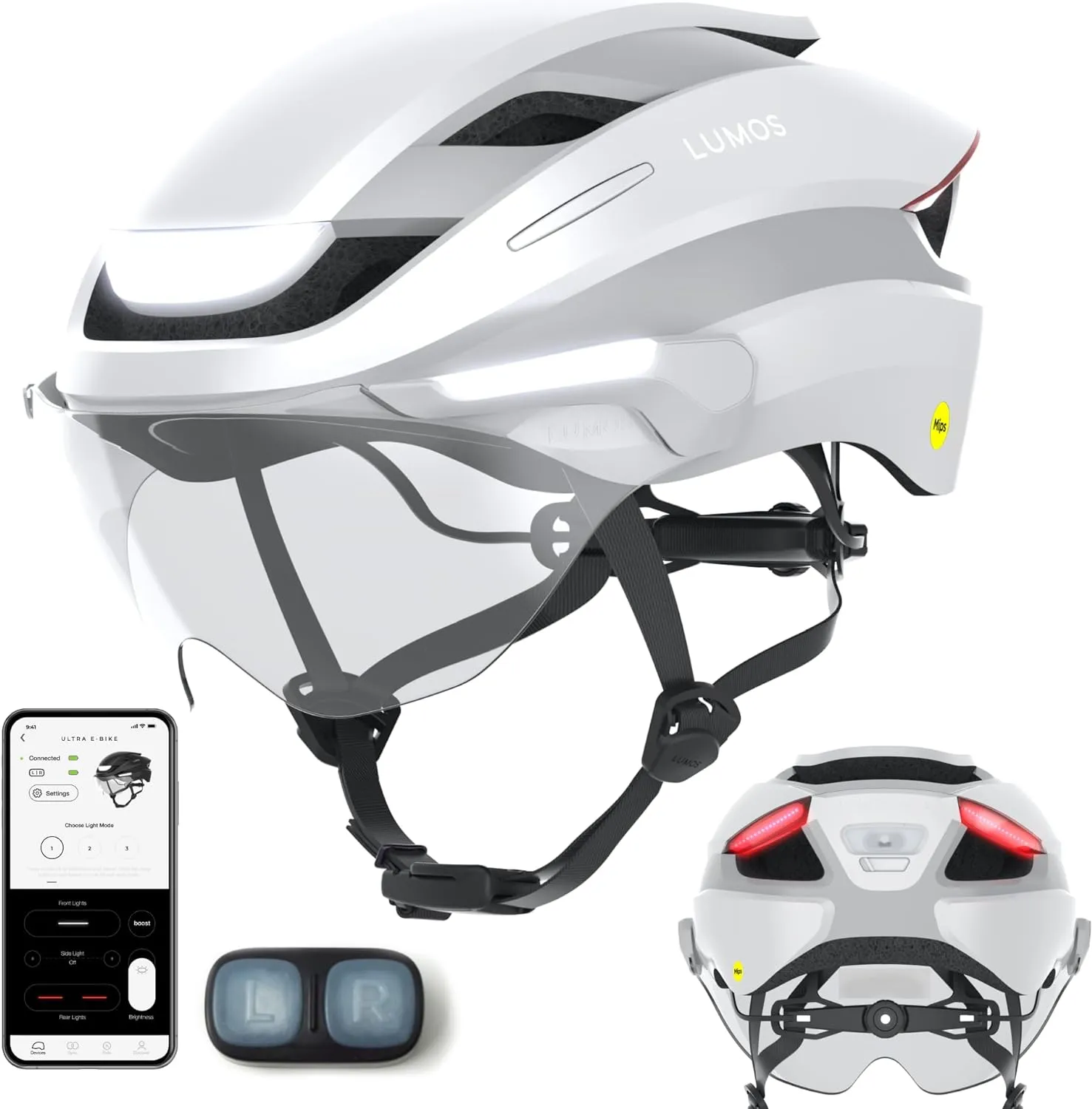 Lumos Ultra E-Bike Smart Helmet | NTA 8776 Certified | Front & Rear LED Lights | Retractable Face Shield | App Controlled | EBike, Scooter, Cycling, Bicycle | Adults, Men Women