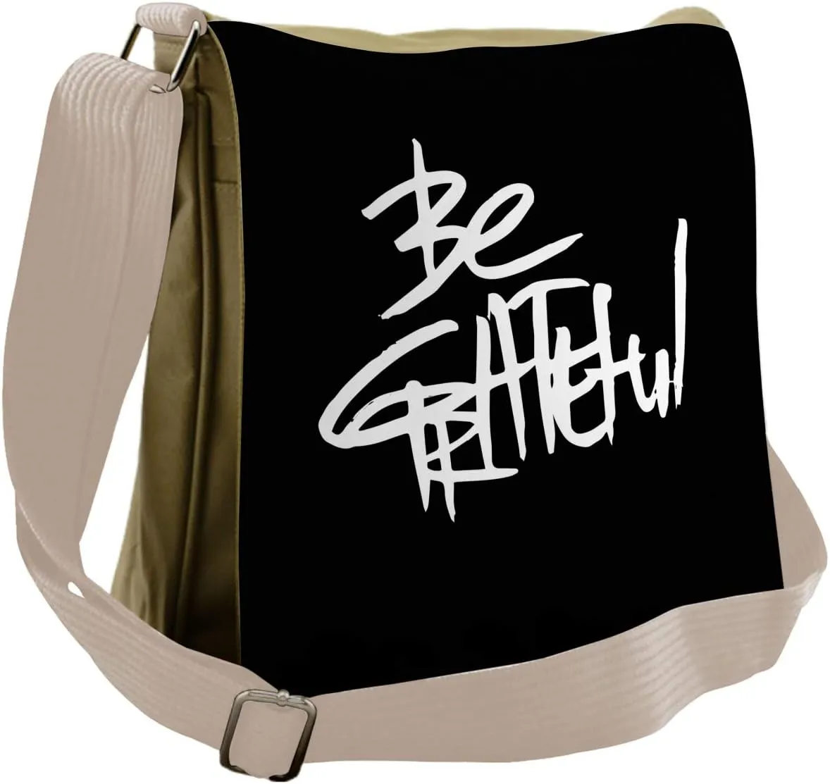 Lunarable Be Grateful Messenger Bag, Hand Lettering Dark, Unisex Cross-body