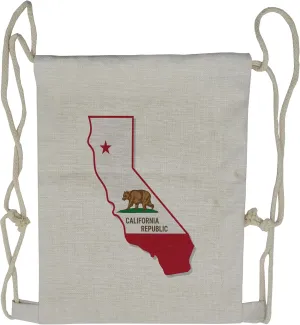 Lunarable California Drawstring Backpack, Golden State Flag on Map, Sackpack Bag