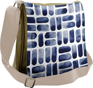 Lunarable Dark Blue Messenger Bag, Spots Stains with Strokes, Unisex Cross-body