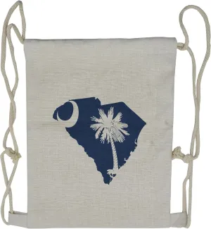 Lunarable South Carolina Drawstring Backpack, Palmetto Flag Map, Sackpack Bag