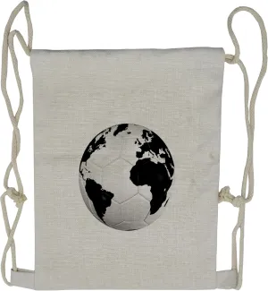 Lunarable Sports Drawstring Backpack, Soccer Ball with World Map, Sackpack Bag