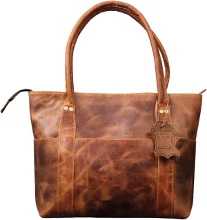 Madosh, Women's Genuine Leather Purses and Handbags,Handmade Shoulder Tote Bag,Women Office Laptop Bag,Top handle fashion handbag