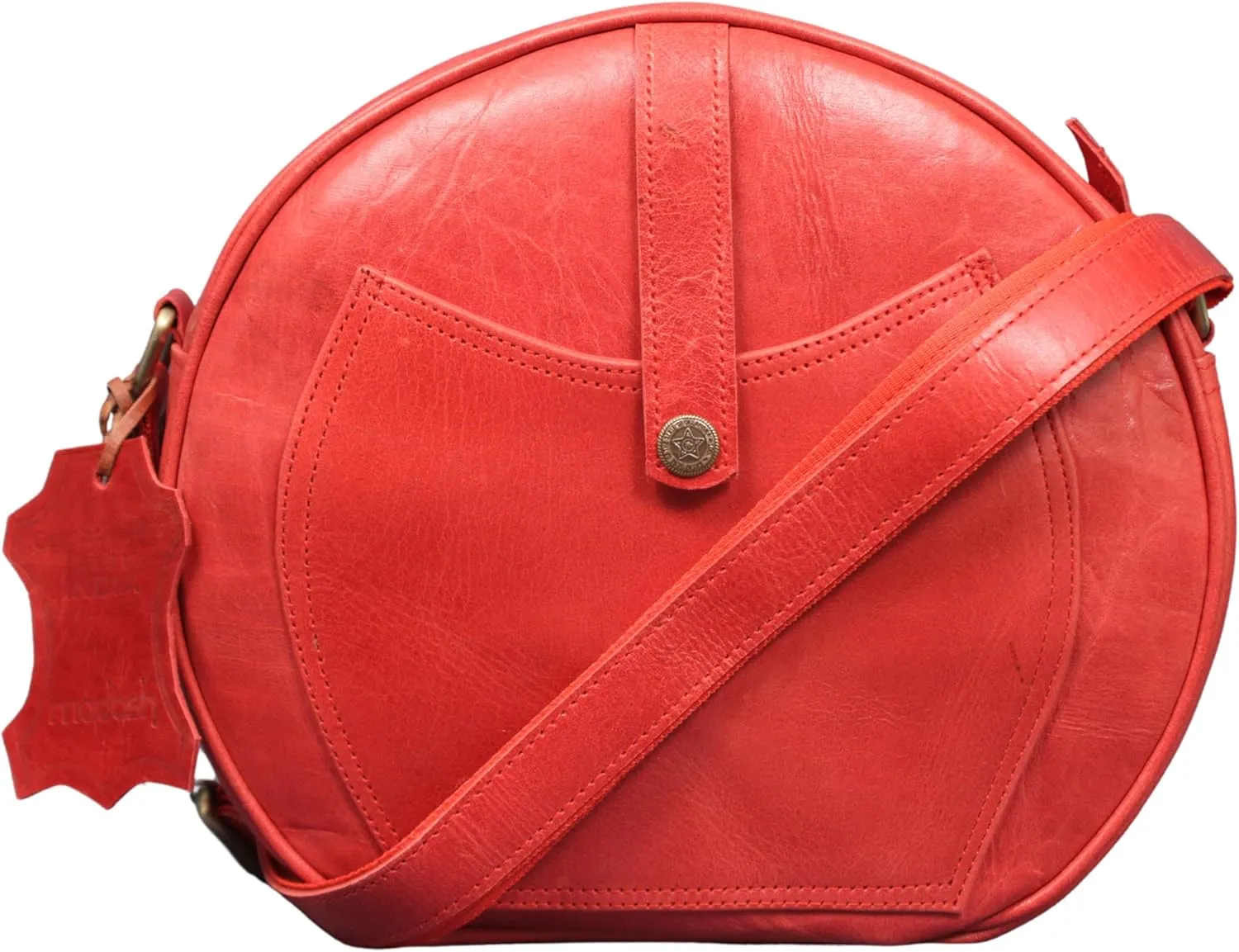 Madosh, Women's Leather Round Crossbody Bag Ladies Shoulder Circle Sling Handbag Fashion Purse
