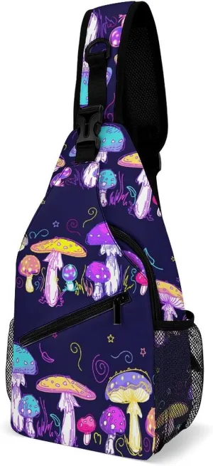 Magic-mushrooms Texture Crossbody Sling Bag for Women Men Travel Chest Bag, Cycling Shoulder Backpack