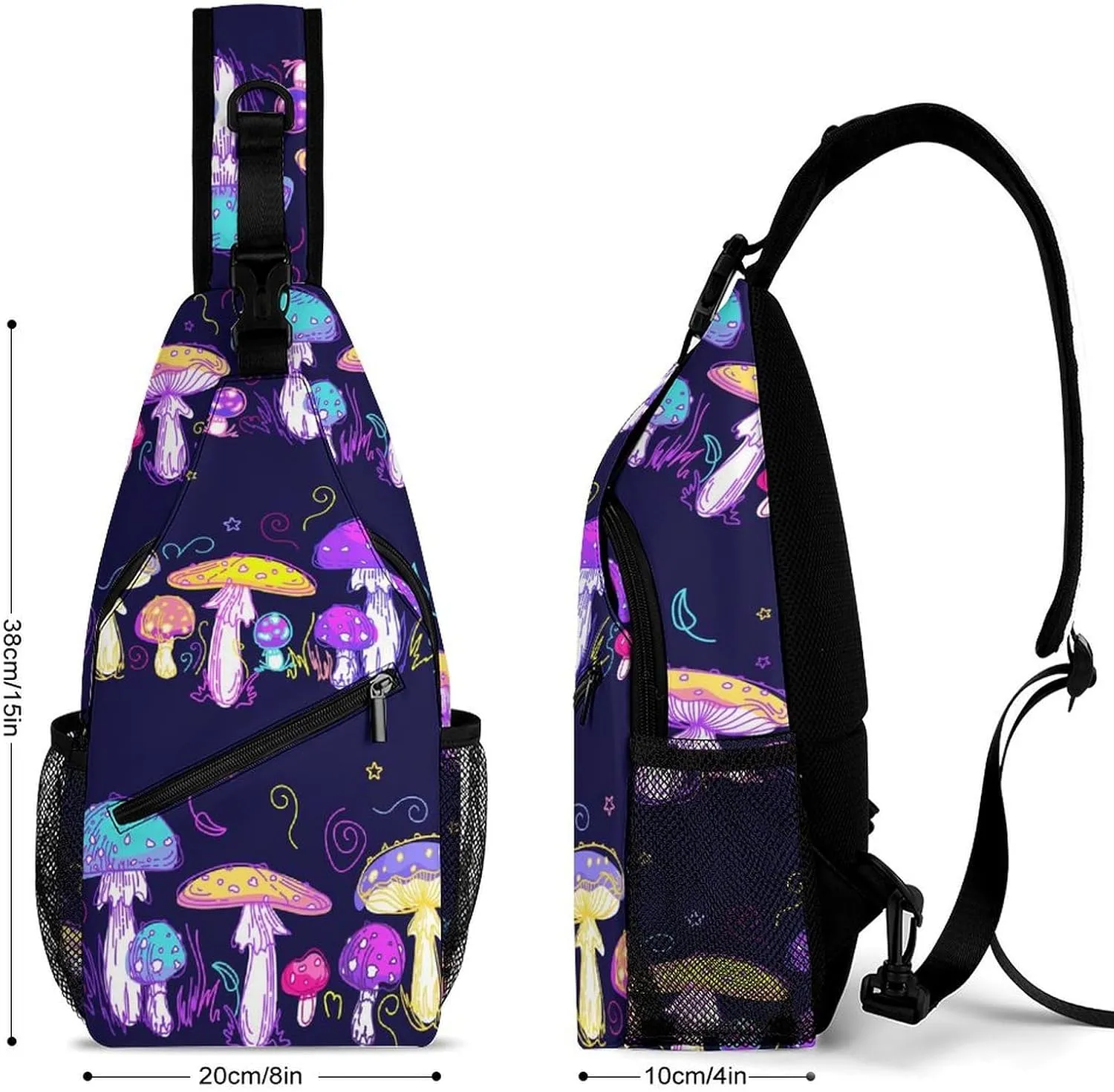 Magic-mushrooms Texture Crossbody Sling Bag for Women Men Travel Chest Bag, Cycling Shoulder Backpack