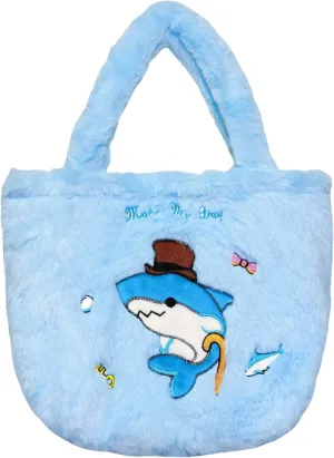 make my day Kawaii Marine Plush Tote Bag for Girls - Snap-Closure Bag Fits iPad/Switch, Soft Ocean-Themed Animal Handbag
