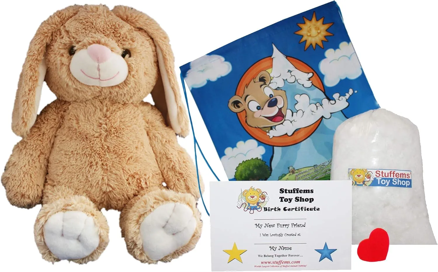 Make Your Own Stuffed Animal 16" "Flopsy The Bunny - No Sew - Kit with Cute Backpack!