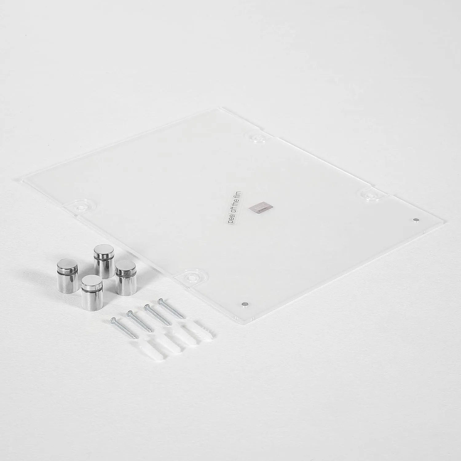 M&T Displays Wall Mount Floating Clear Acrylic Frameless Picture Frame with Chrome Silver Standoff Hardware and Magnets for 22x28 inch Sign Poster Photo Document Certificate Diploma or Display